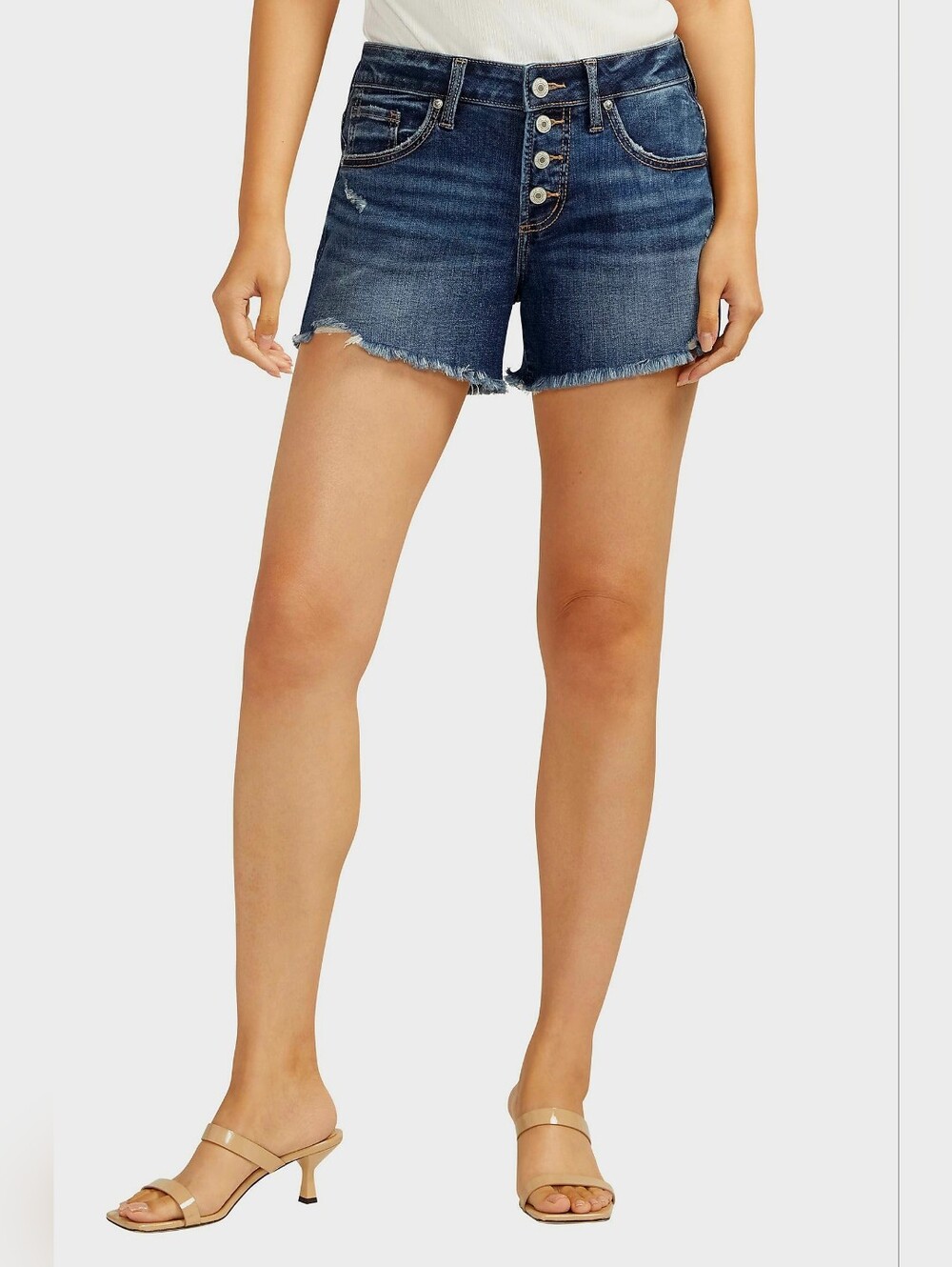 Silver Jeans Fray Hem Luxe Stretch Denim Boyfriend Shorts Women's Size 31